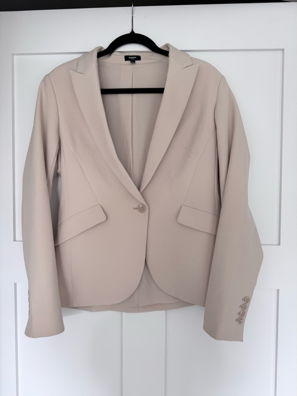 Express Women's Light Taupe Single-Button Tailored Blazer
